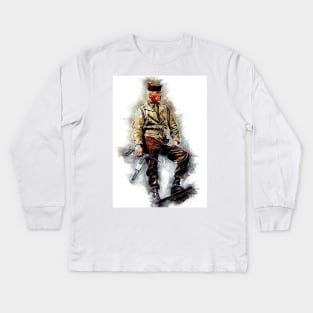 Lee Marvin Unique World War 2 Movie Watercolor Portrait Kids Long Sleeve T-Shirt